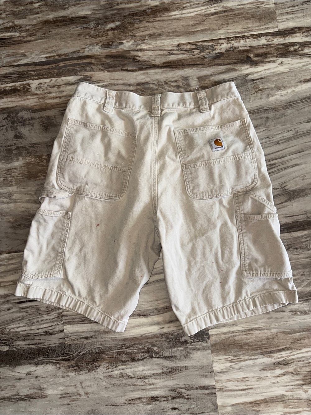 Carhartt Shorts Mens 33 Carpenter Work Utility Tan Thrashed Worn Construction